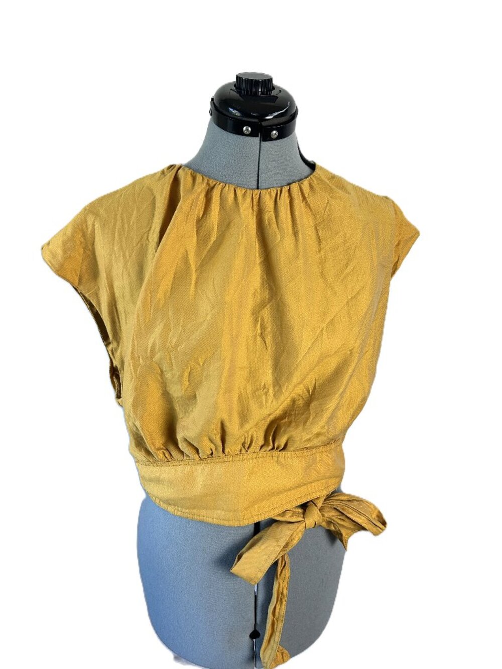 Asos Designs Open Back Waist Tie Sleeveless Blouse Gold 14